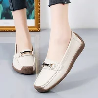 2024 New Spring /summer Women Flats Genuine Leather Moccasins Woman Casual Shoes Slip-on Loafers Female Boat Big Size Shoes - Image 4