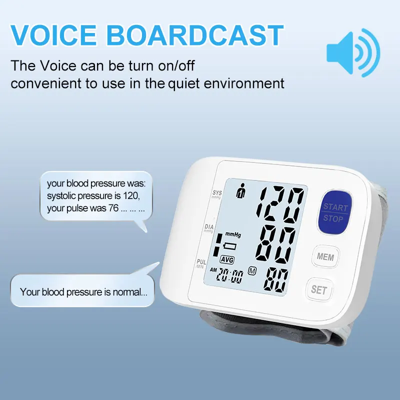 AiQUE Backlit Wrist Blood Pressure Monitor Tonometer Tensiometer Automatic Digital Pulsometer Sphygmomanometer Health Monitor