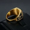 Punk Stone Ring for Men Women Biker High Quality Banquet Creative Square Letter G Stainless Steel Masonic Ring Jewelry Wholesale 4