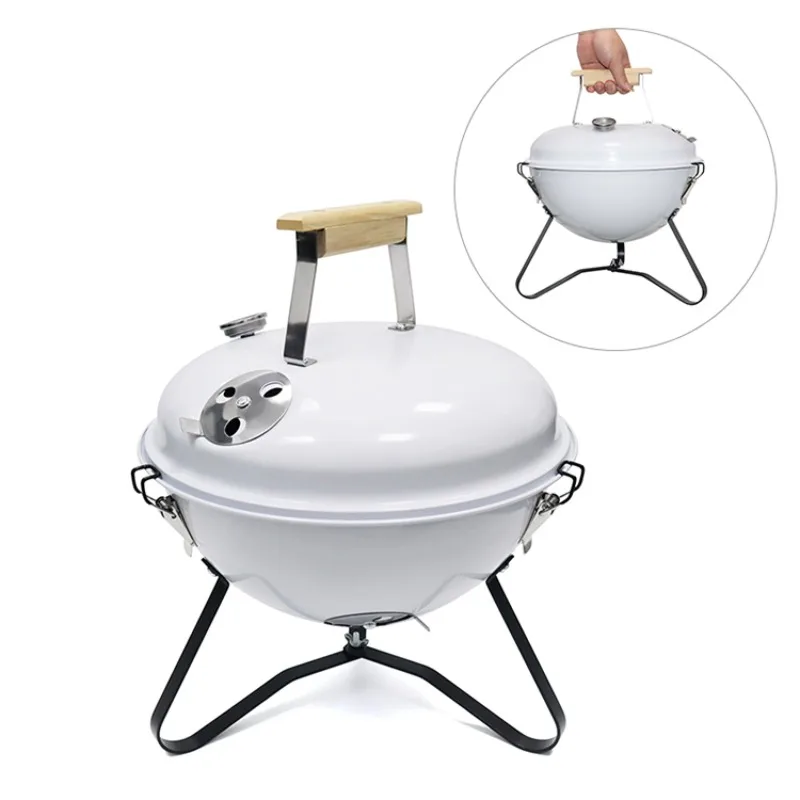 

Garden Picnic Wood Charcoal Kettle Mini Bbq Grill Small Tabletop Camping Portable Barbecue Grills Outdoor