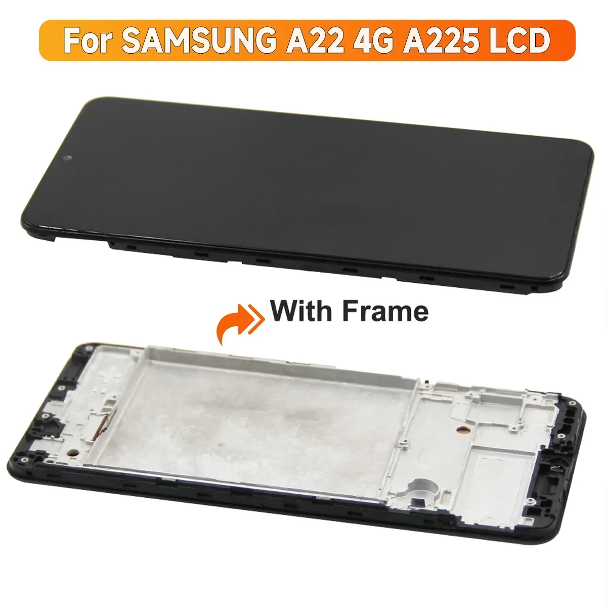 삼성에 적합한 갤럭시 A22 A225 A225F A225F A225F/DS LCD 디스플레이 디지털 터치 스크린, 프레임 어셈블리 포함, 6.4 인치 4G 스크린 교체