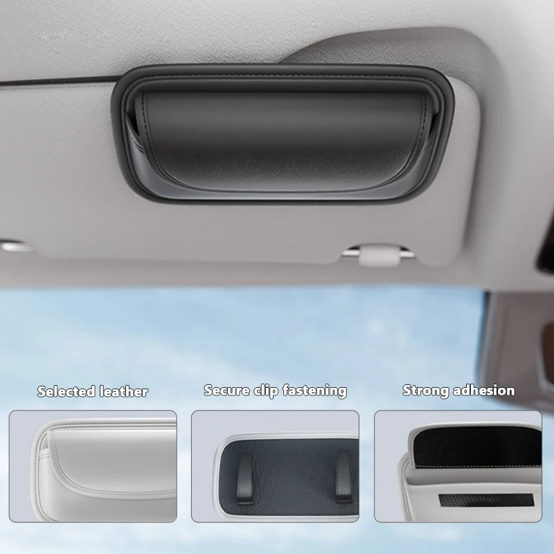 Premium Pu Leather Car Sun Visor Glasses Case Holder