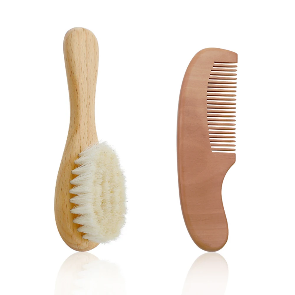 1pc Wooden Handle Wool Brush For Removing Scalp Dandruff And Cleaning Hair