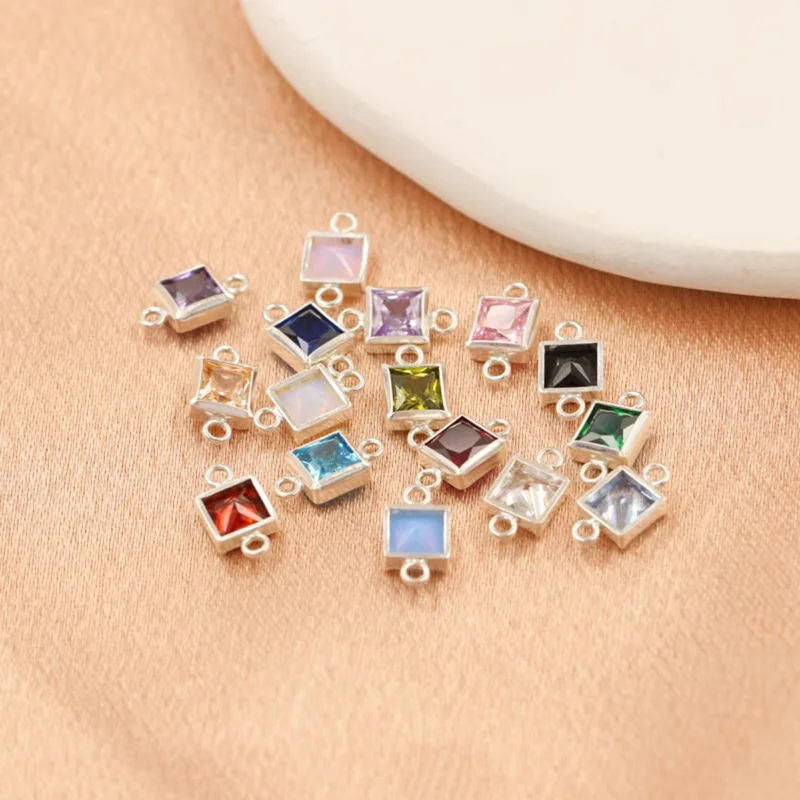 Quadratischer Lünettenverbinder, 14 Karat Gold gefüllt, Charm, edler Schmuck für Frauen, DIY-Zubehör, Armband, Halskette, Herstellung von Geburtsstein-Lünette – Detail 14
