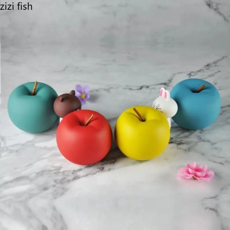Pomme Décorative En Céramique Pour Noël – Faux Fruit Réaliste – 10,5 X 10,5 Cm – Décoration De Table, Centre De Table – Style Festif