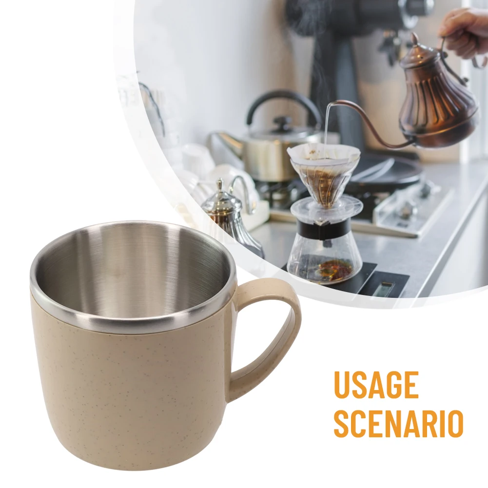 

1pc Coffee Cups Drinkware Stainless Steel Cup Mug Beer Double-layer Shatterproof Anti-scalding Coffee Tea Mugs