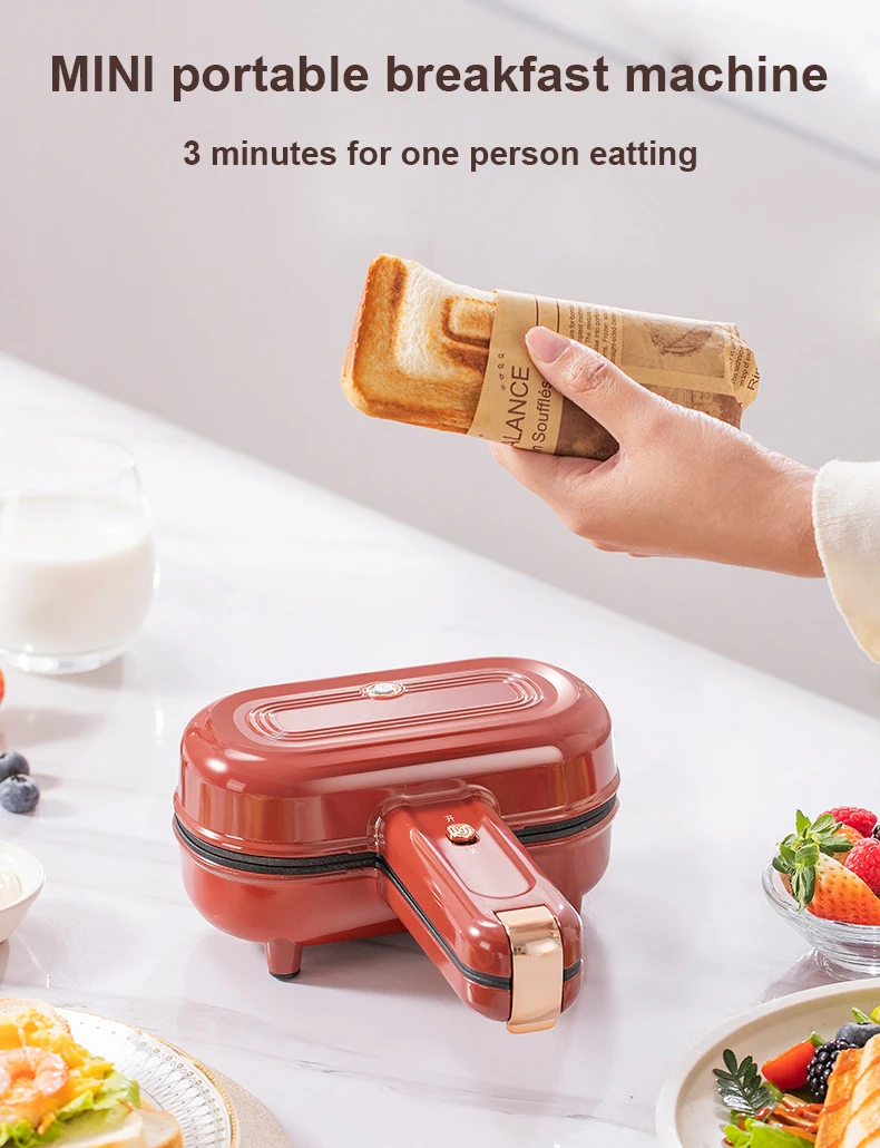 Description Picture 5 of itemDouble-Sided Seal Press Sandwich Machine Mini Taco Burrito Baking Pan Grill Breakfast Maker Bread Hot Dog Toaster Electric Oven