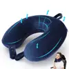 Memory Foam U-Shaped Pillow with Hidden Zipper Wear Resistant Friendly to Skin Ergonomic Design Solid Color Neck Support Travel 2