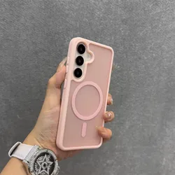 Premium Matte Translucent Magnetic Phone Case - Business Edition - Galaxy A57 (Pink)
