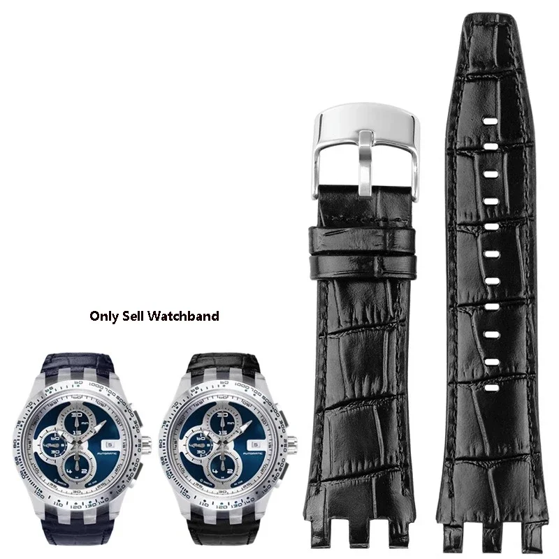 Фото Новый стиль, ремешок из натуральной кожи для часов Swatch, серия механических часов Svgk403 402 SVGB400, браслет, ремешок для мужчин, 22 мм №2