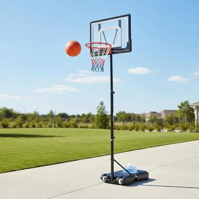 Basketball Stand with Wheels, 83x55cm Back Panel, Mobile Basketball Hoop with Stand, Adjustable Hoop Height 156 To 210 Cm, Basketball System, for Outdoor Use