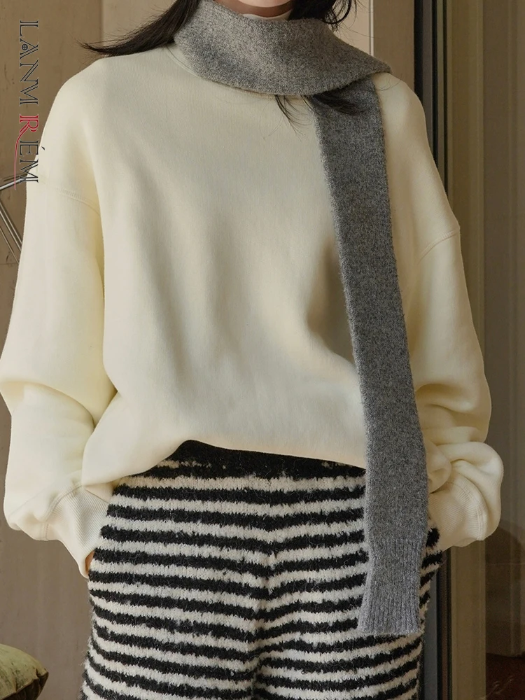 

LANMREM Women Wool Knitted Scarf Casual Warm Solid Color Versatile Scarf Fashion 2023 Autumn And Winter New 2AA2969