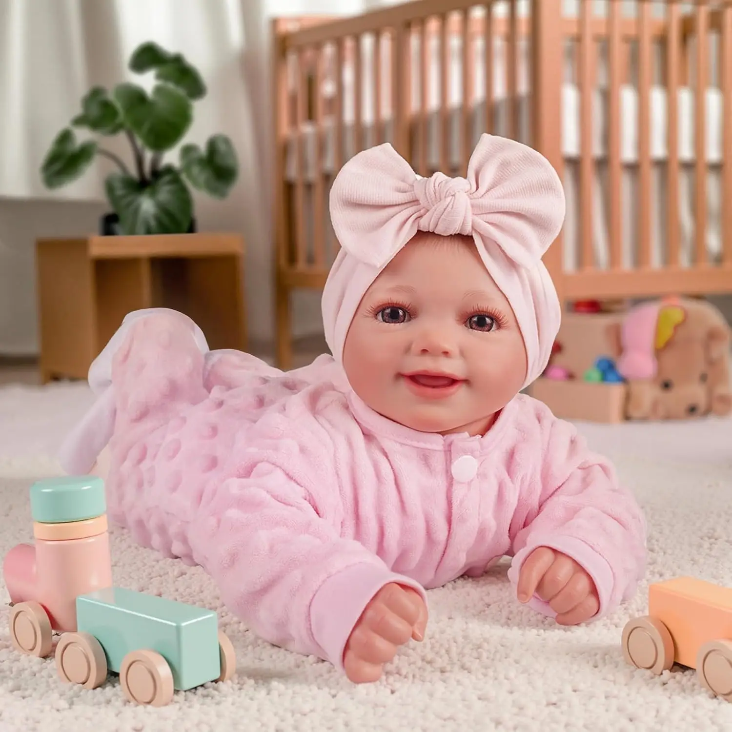 Reborn Baby Dolls 17" Cute Soft Vinyl Realistic Baby Doll Poseable Smiling Real Life Dolls with Accessories For Kids 3+