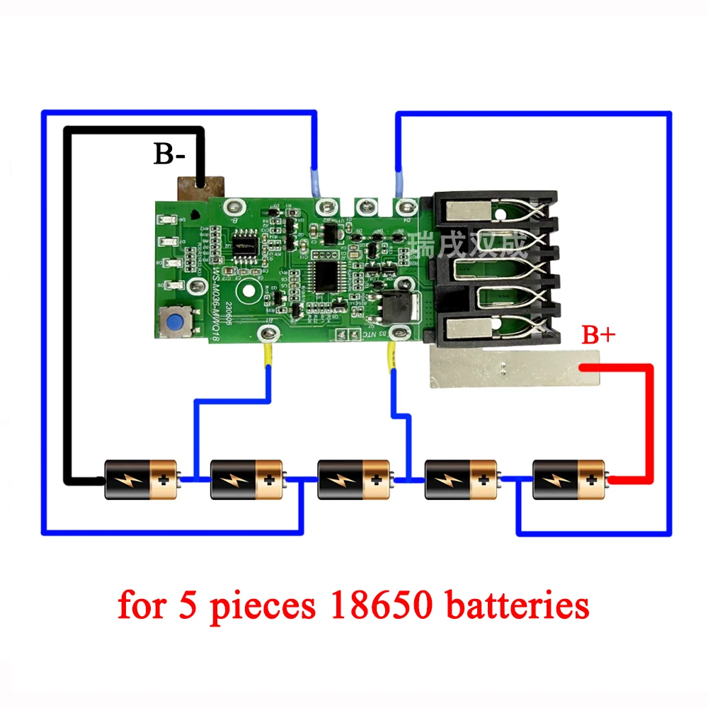 M18 5*18650 리튬 배터리 플라스틱 케이스 보관함 밀워키 18V 배터리 쉘 하우징용 PCB 보호 회로 기판