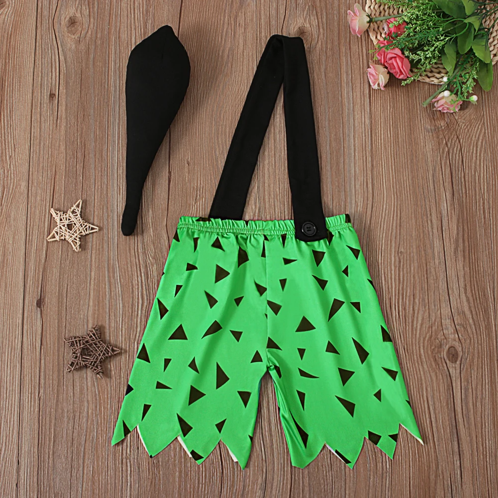 Children's Summer Clothing Boys Girls Halloween One-shoulder Strap Geometric Pattern Shorts