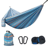 Portable Outdoor Garden Hammocks Quick Open Parachute Cloth Double Travel Camping Sleeping Hanging Hammock Swing Nature Hike 2