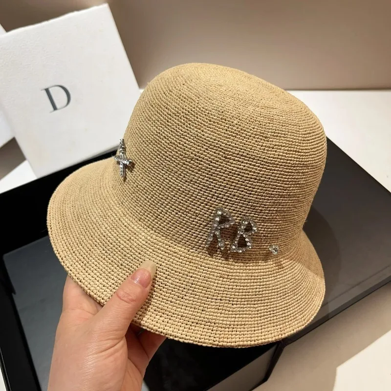 Summer Natural Raffia Sun Hats Women Handmade Crochet Straw Beach