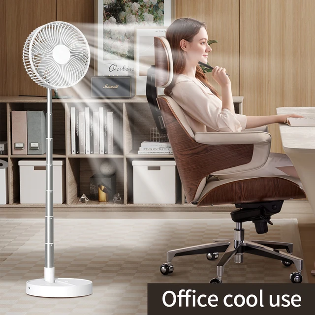 Ventilatore portatile pieghevole USB con 8 pollici, 4 velocità e temporizzazione, mini ventilatore da pavimento a batteria per camera da letto, interno o esterno, ventilatore da tavolo 4