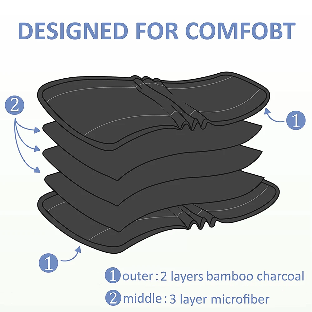 AIO 1PCS Reusable Eco-friendly 5 Layer Charcoal Bamboo Reusable Liner Baby Nappies Breathable Cloth for Toddler Diaper Insert