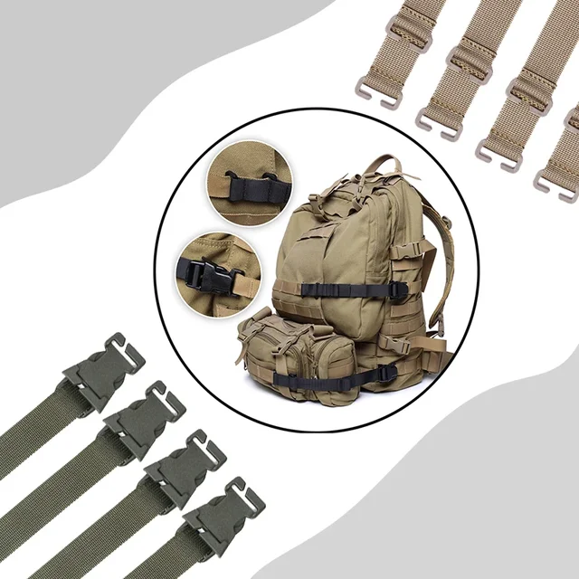 4pcs Molle System Webbing Straps Tactical Backpack Vest Adapter Belts Outdoor Sports Climbing Hiking Hunting Bags Chest Straps 2
