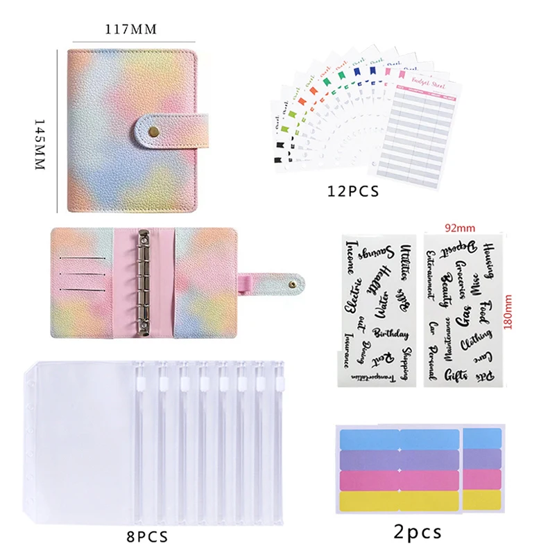 Small A7 Budget Binder Planner Set Cash Envelopes And Zip Pock, Leather