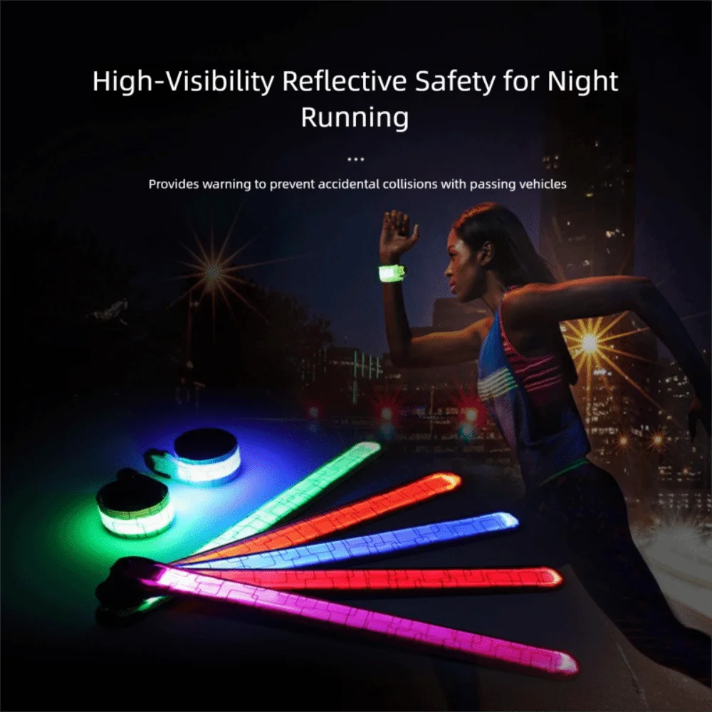 Night Running Armband LED Light Band Cycling Safety Armband Outdoor Sports Safety Arm Belt Leg Warning Rechargeable Wristband
