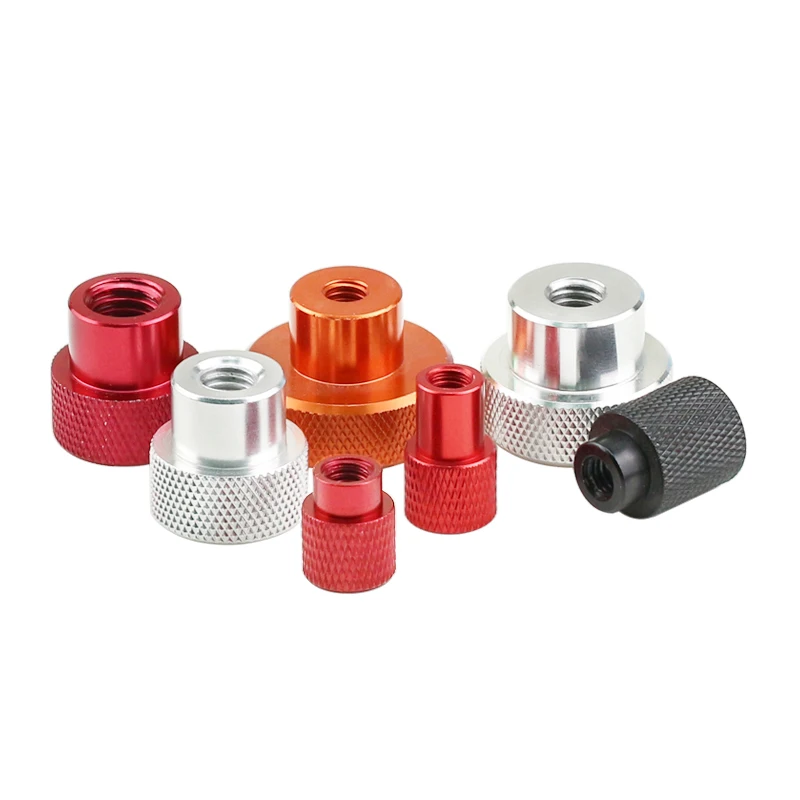 

M2.5 M3 Multi-Colour Knurled Hand Tighten Nuts With Blind Holes Aluminium Alloy High Head Adjusting Nut