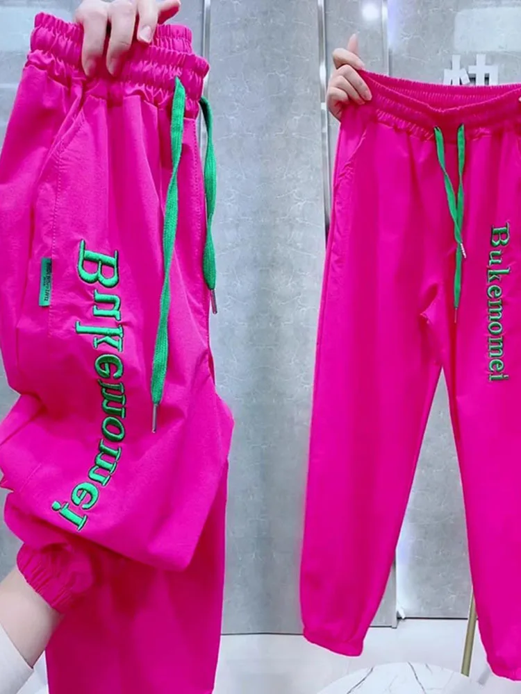 

Брюки-султанки женские с вышивкой, модные спортивные быстросохнущие штаны с эластичным поясом, повседневные брюки, лето 2024