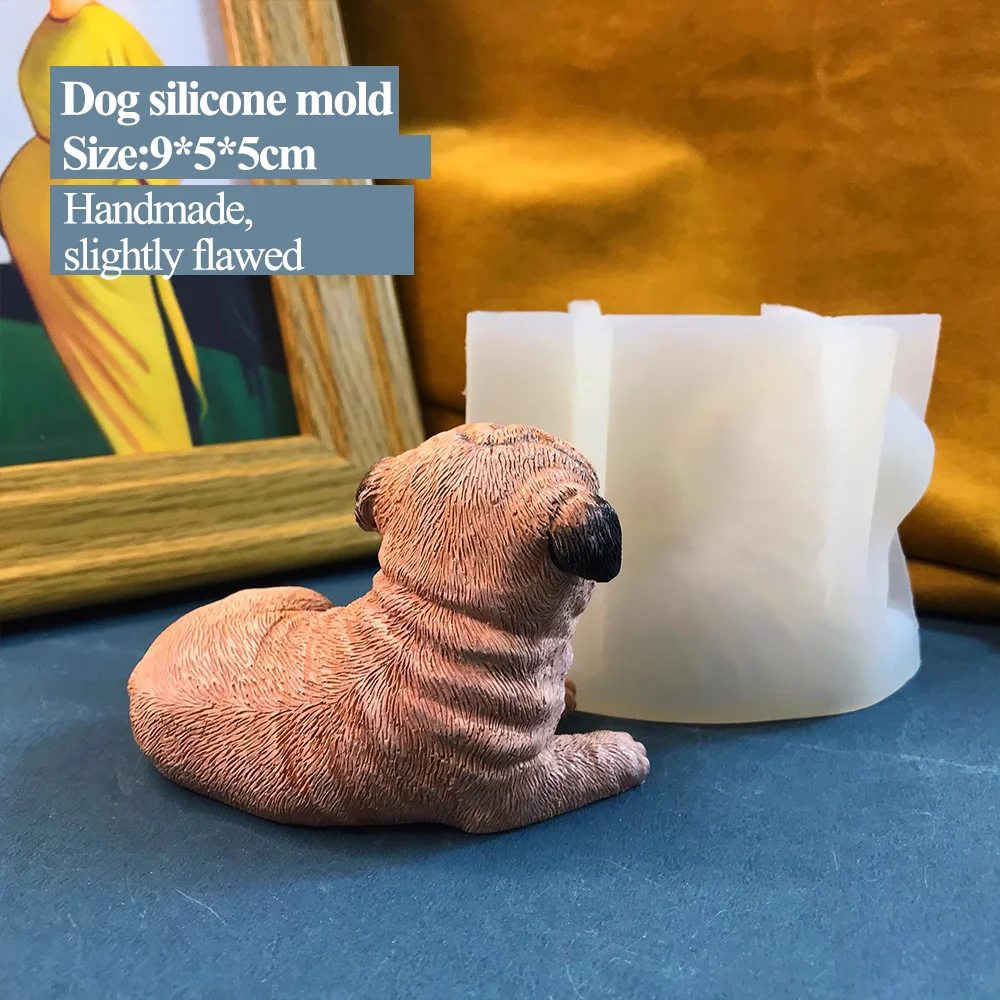 Dog mold drop glue aromatherapy plaster handmade DIY three-dimensional mold cute Pug dog silicone grinding tools