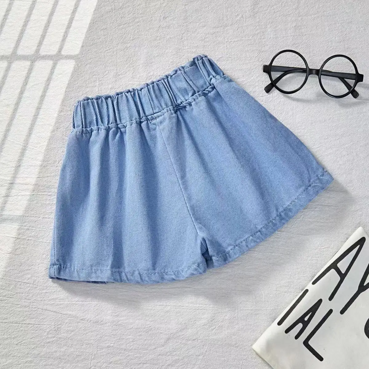 여자 여름 얇은 데님 반바지 어린이 유행 면 능직 스커트 바지 한국 스타일 어린이 여름 의류