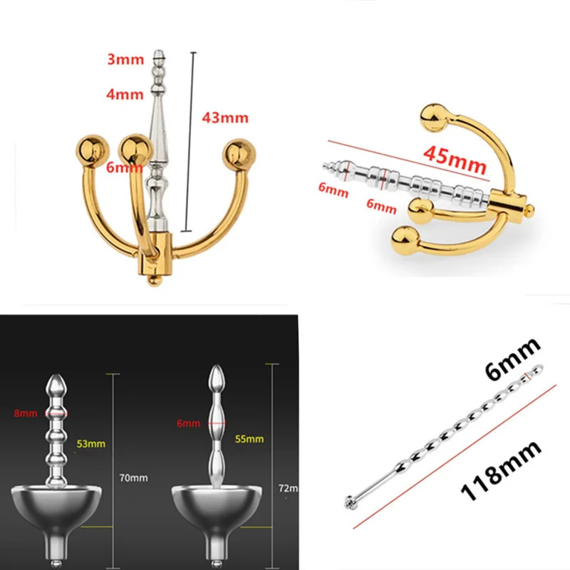 1 Set 8 Modes Electric Shock Silicone Cock Rings Metal Penis Plug Horse Eye Stick Urethral Sounding Adult Games Sex Toys for Men