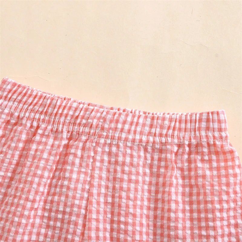 Summer Kids Toddler Boys Girls Shorts Plaid Print Casual Elastic Short Pants Cute Clothes