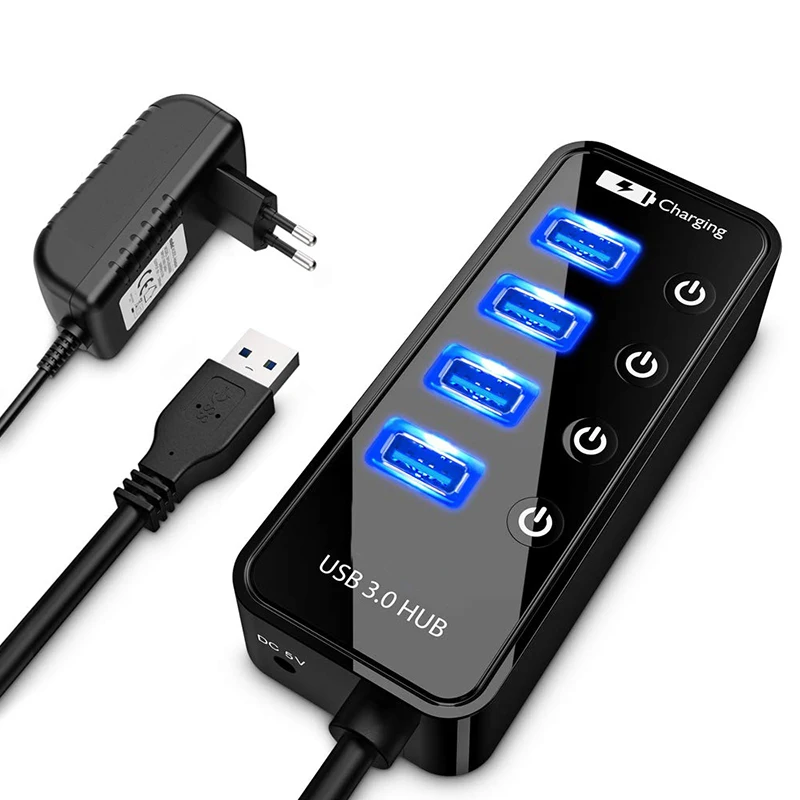 USB 허브 3.0 4 포트 스마트 폰 충전기, 멀티 아이패드 맥북 프로 컴퓨터 PC 노트북 노트북 액세서리, 전원 어댑터 포함 Best5 USB 허브 3.0 4 포트 스마트 폰 충전기, 멀티 아이패드 맥북 프로 컴퓨터 PC 노트북 노트북 액세서리, 전원 어댑터 포함 Best5