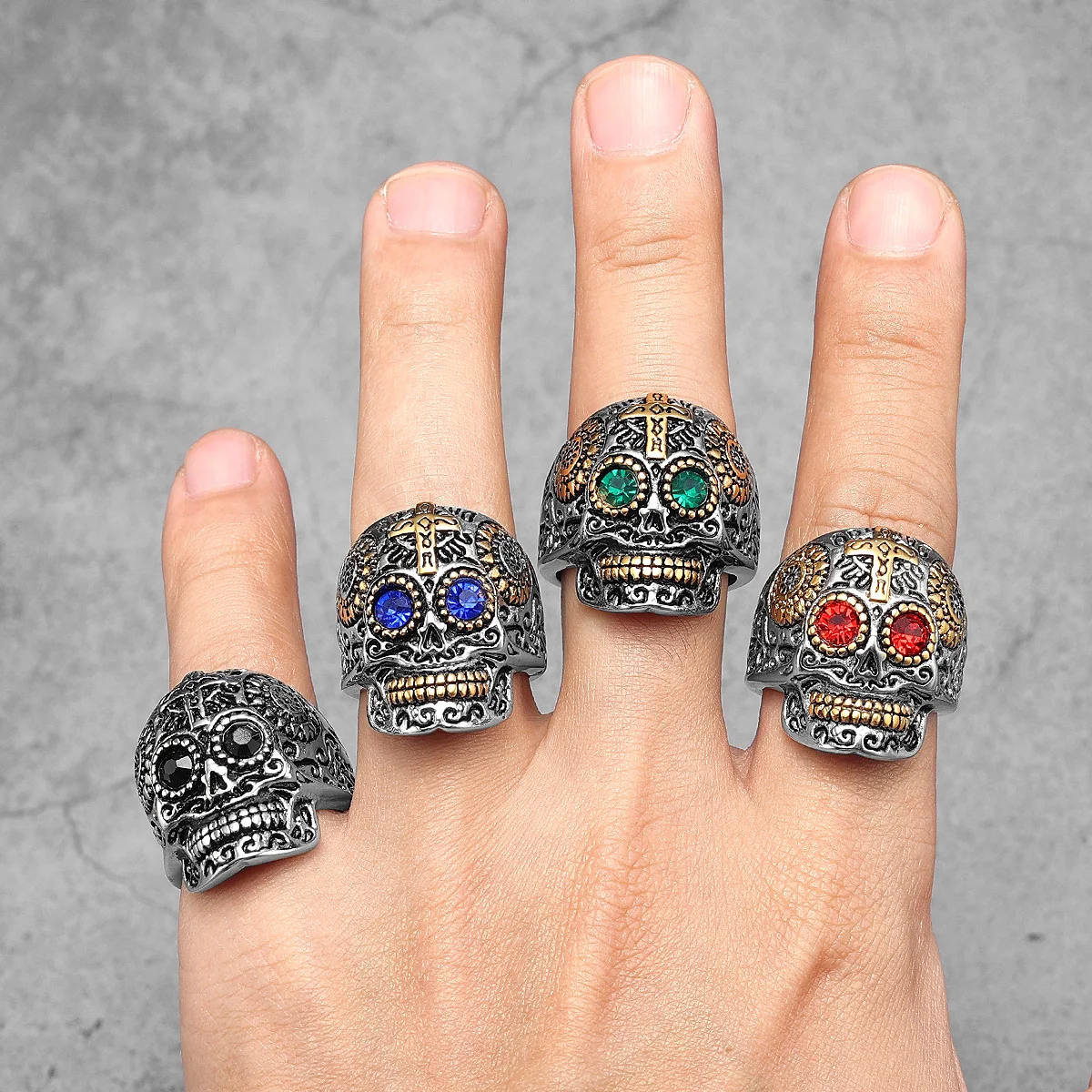 316L Stainless Steel Skull Gothic Religious Cross Man Men Rings Punk Rock Gothic For Biker Male Boy Jewelry Accessories Gift ring set gold color rings stainless steel ring tibetan silver rings signet ring finger ring gold color ring chain ring half face ring amethyst zirconia ring silver ring opening ring fidget spinner ring sparkling heart ring tungsten ring adjustable rings zircon crystal ring wedding rings moissanite diamond ring color change ring wedding ring ceramic ring animal ring jewelry accessories
