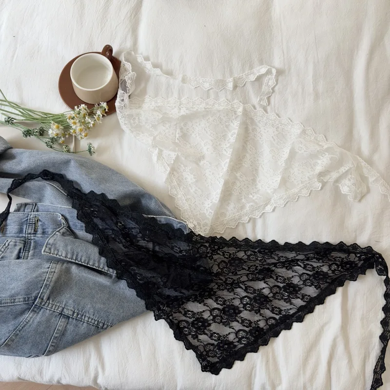 2026 HOT SALE! Y2K Women Lace Tulle Bandage Skirt Stacked Lace Half Skirt Layering Small Butt Curtain Flower Triangle Hair Scarf