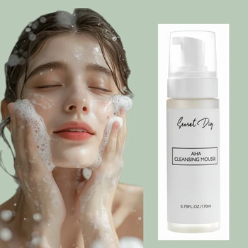 AHA Deep Cleansing Foam, Facial Cleanser, for Double Cleansing, AHA, Hyaluronic Acid, Glycerin, Face Wash, Blackhead Remover 1