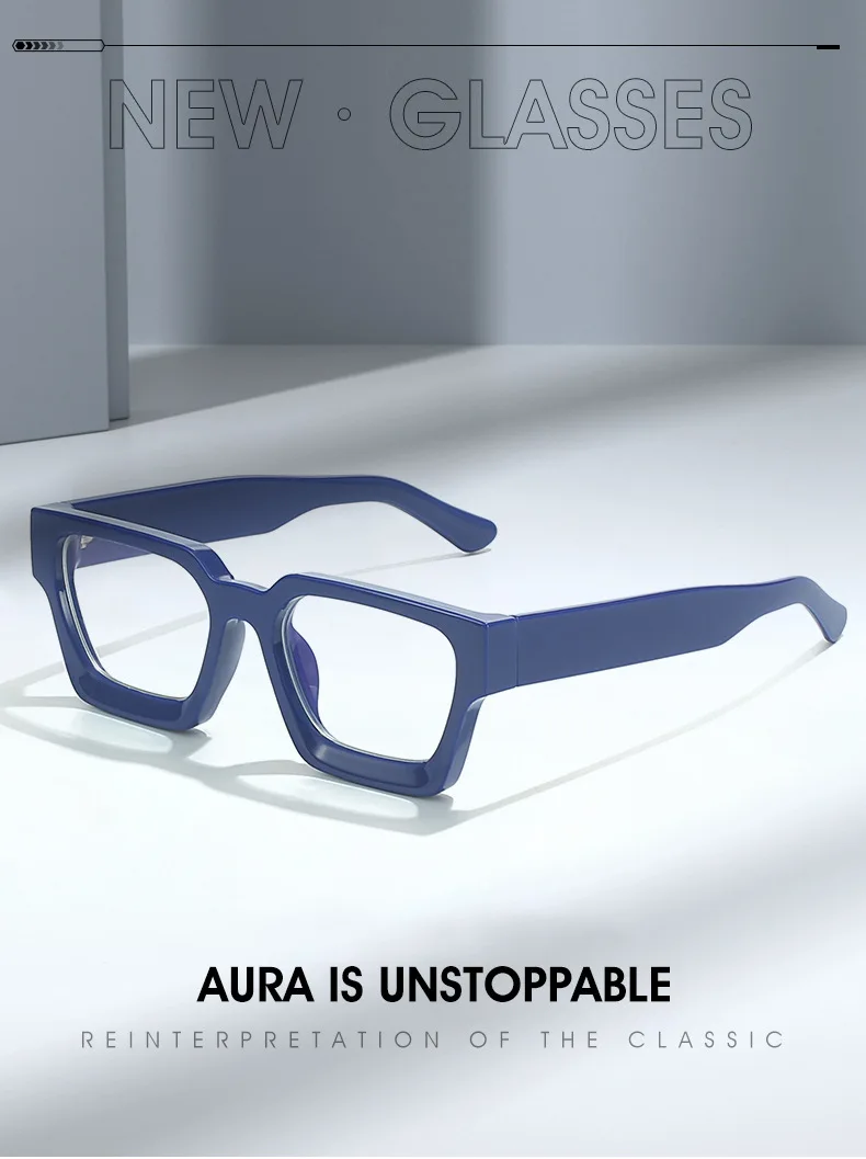 2026 Quadratische Brille für Damen, Modische Übergroße Brillen mit Klaren Gläsern, Vintage-Stil mit Großem Rahmen, Computerbrille, Sehhilfe – Detail 1