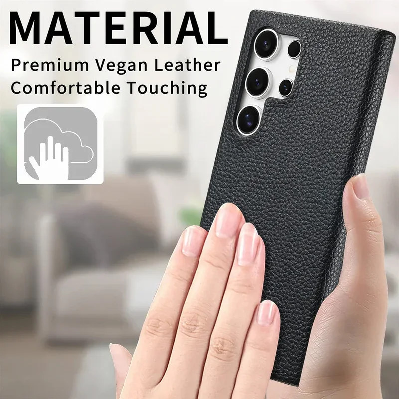 Litchi Pattern Leather Oil Edge Hard Shell Case