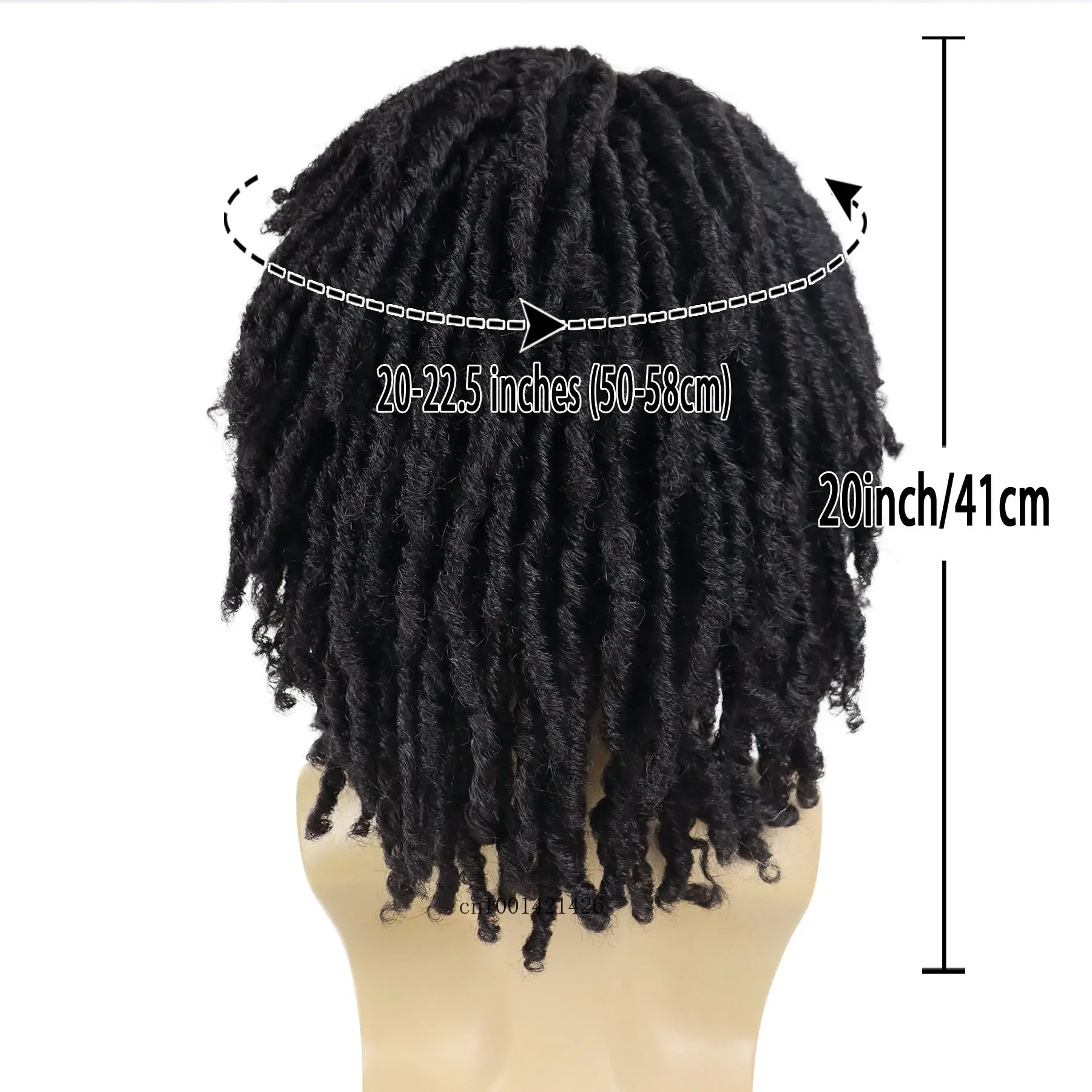 Jet black male wig synthetic Rasta hair dreadlock wigs medium length Colly braided wigs for men guys fake dreads faux loc wig