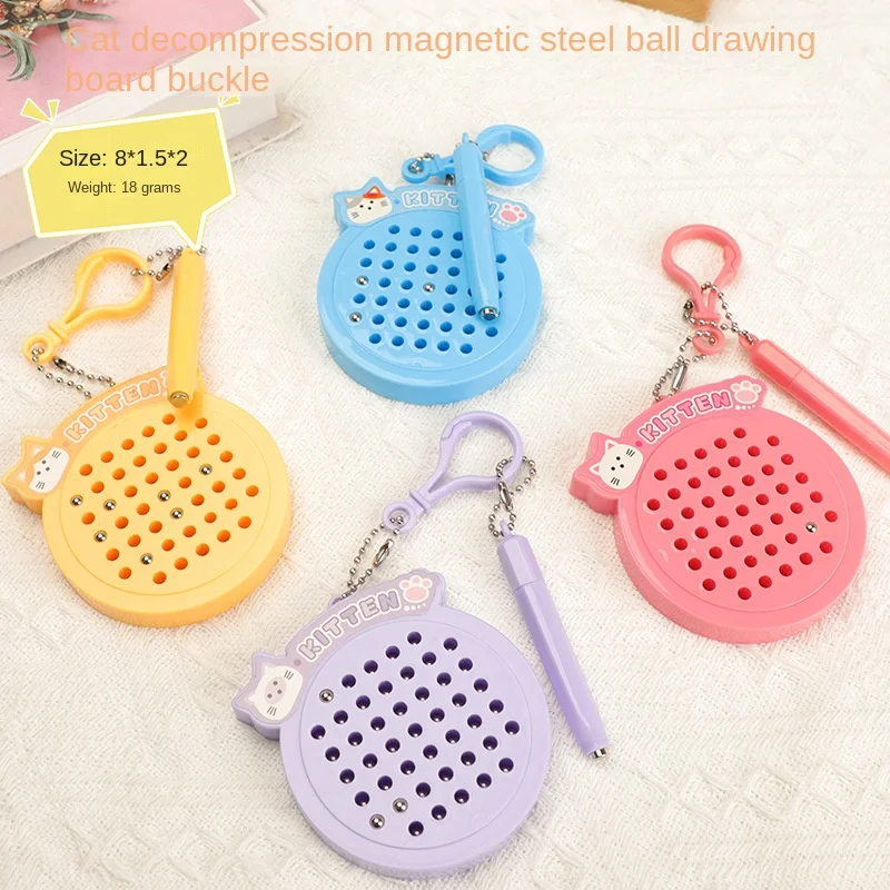 Cute Cartoon Steel Ball Drawing Board， Kawaii Doodle Toy for Kids, Couple Bag Charm Pendant, Fun Birthday Gift for Boys Girls
