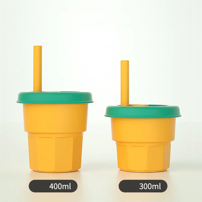 

Baby Silicone Cups Straw Thread Cup BPA-Free Portable Storage Snack Container Feeding Cup For Kids Leakproof Learning Drink Cup