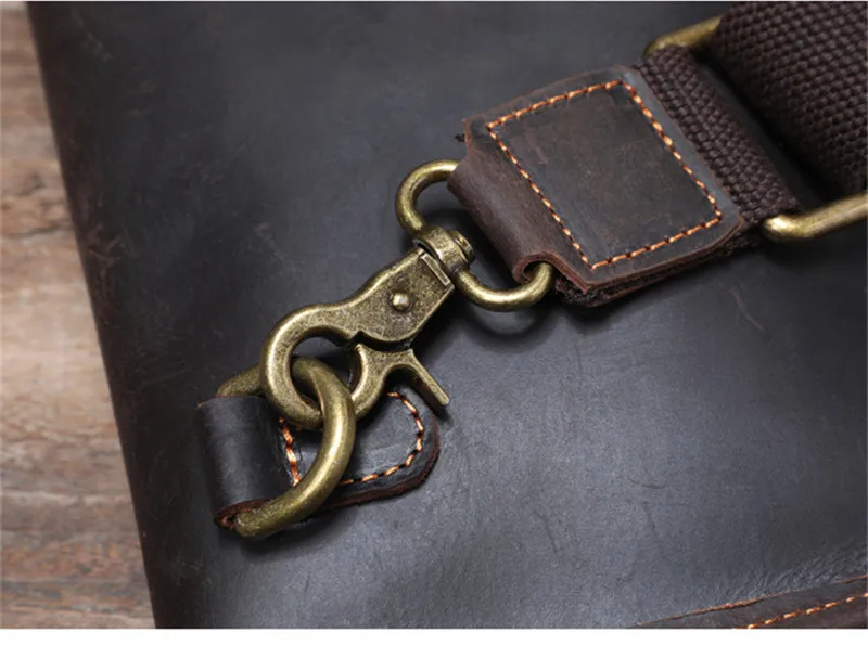Simple vintage crazy horse leather men's small satchel high-quality first layer cowhide outdoor daily shoulder crossbody bag