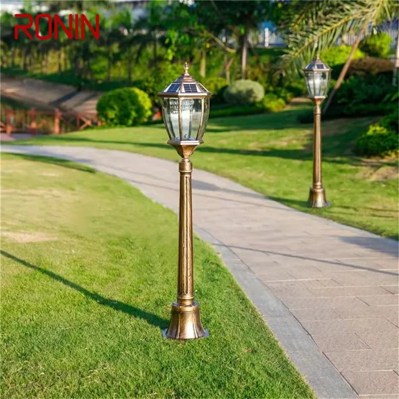 

RONIN Outdoor Retro Solar Lawn Lamp Lights Classical Bronze Waterproof Home for Villa Path Garden Decoration