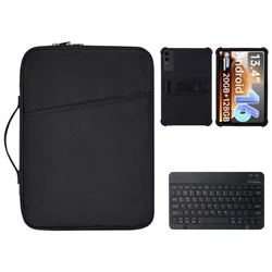 Versatile 3 - in - 1 Tablet Accessory Set: Soft Silicone Kickstand Cover, Bluetooth Keyboard, and Portable Storage Bag for Teclast T65 Plus (Black)