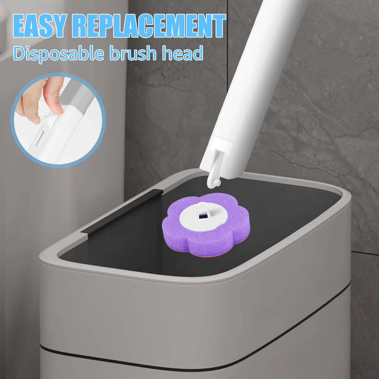 Disposable Toilet Brush Kit with Wall-Mounted Holder and Refills - Long Handle Cleaning Tool