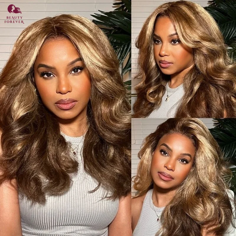 

Honey Blonde HD Lace Frontal Human Hair Wig Preplucked Glueless Wig Human Hair Ready Lo Wear Colored Lace Front Human Hair Wig