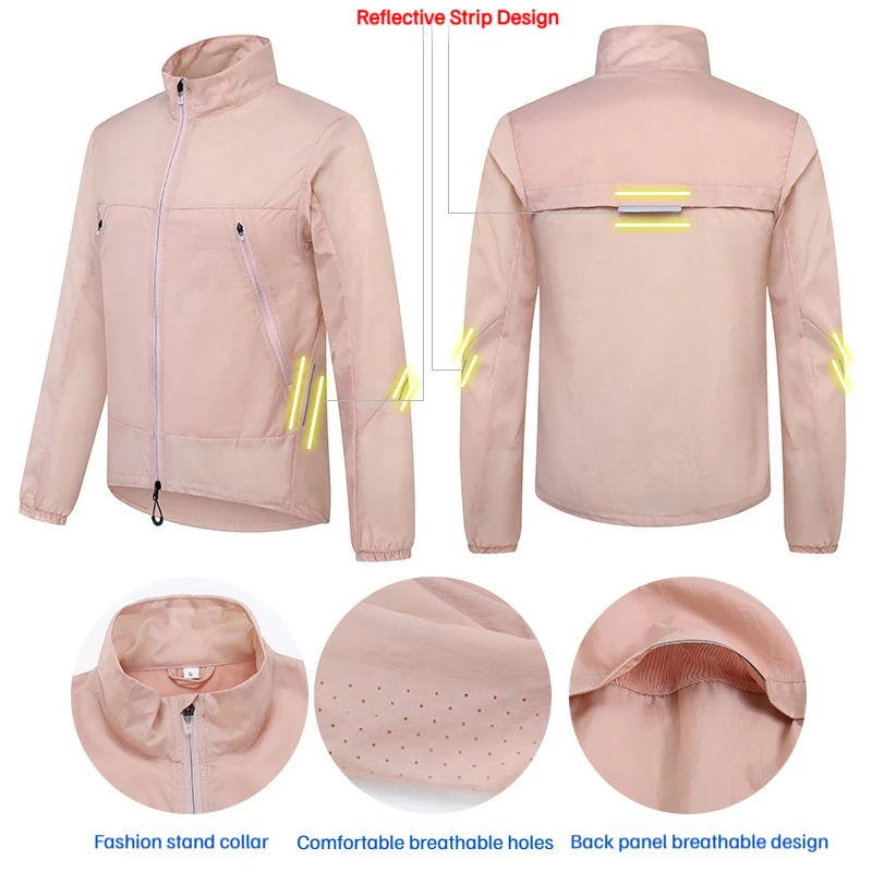 (S-4XL)남성용 사이클링 자켓 스탠드 칼라 아이스 실크 원단 등판 통풍구 속건 통기성 UV 차단 경량 스킨 코트