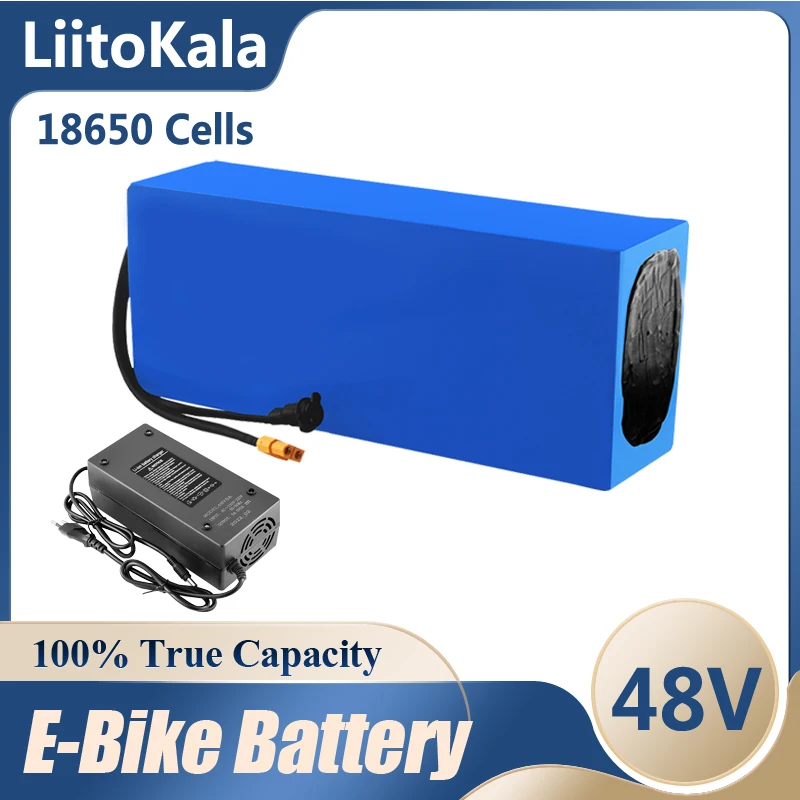 LiitoKala 18650 48V 30ah 20Ah 15ah 12ah 40ah Lithium Battery Pack 48V 1000W electric bicycle battery Built in 30A BMS 48V2A