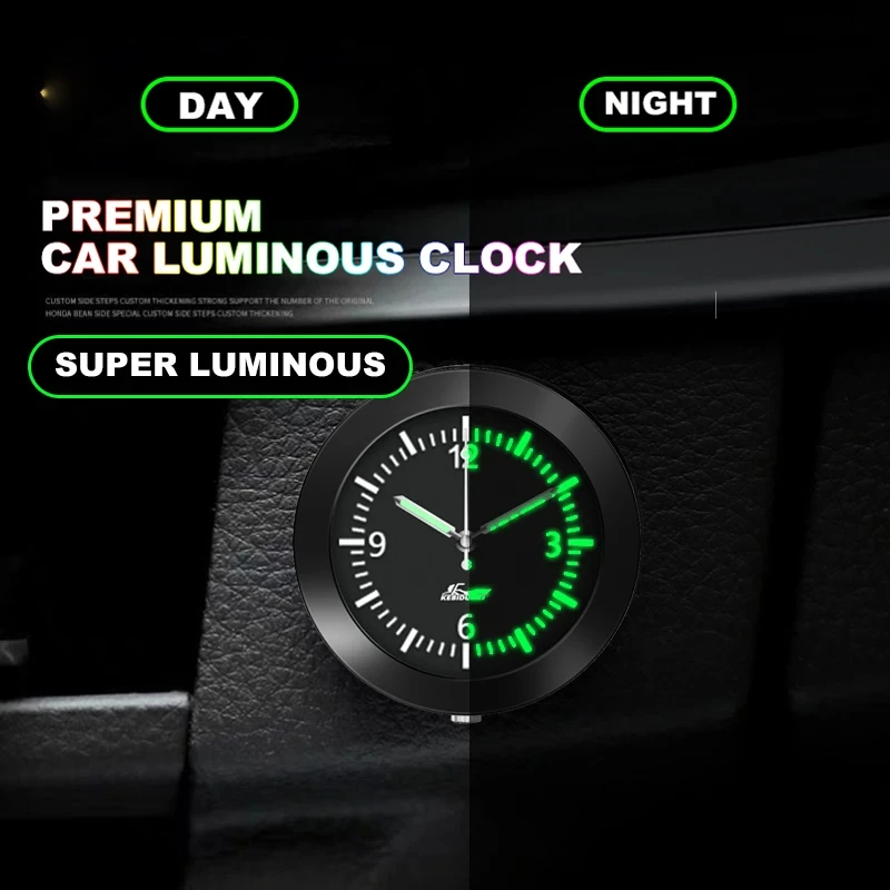 1PC Mini Car Clock Luminous Auto Stick-On Digital Watch Mechanics Quartz Motorcycle Clocks Auto Ornament Car Accessories 2