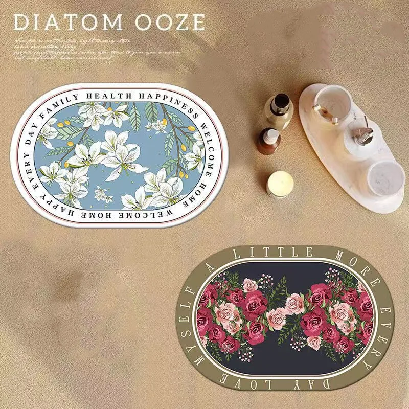 

Absorbent Diatom Shower Mat Quick Drying Bathroom Rug Non-slip Entrance Doormat Luxury Floor Diatom Mud Kid Bath Mat Toilet Rug